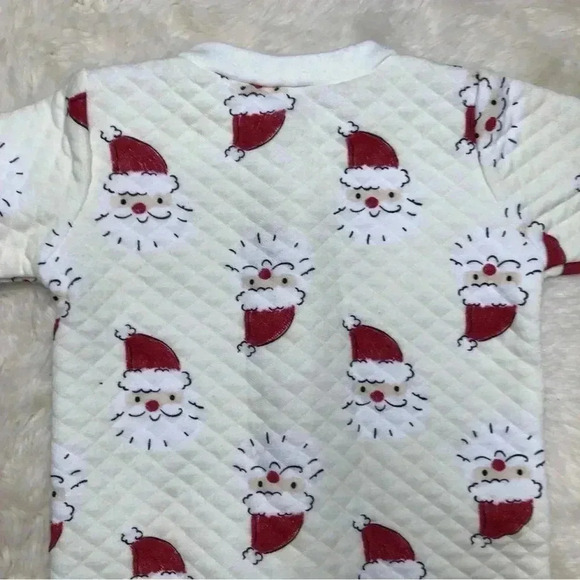 Chick Pea Footed Onesie Christmas Santa Pajamas Zippered White & Red 3-6 Months - Picture 15 of 16